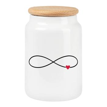 Infinity sign heart infinite love - Cookie Jar with Wooden Lid - white - Front