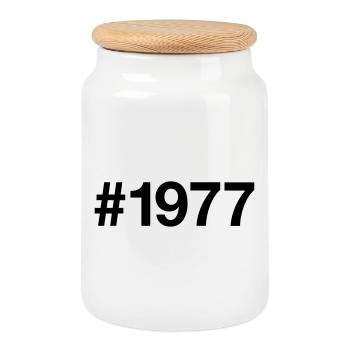 1977 Jahrgang 49 Jahre alt 49. Geburtstag - Keksdose mit Holzdeckel - Weiß - Vorne
