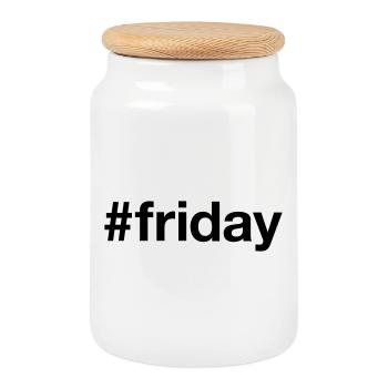 FREITAG Hashtag friday - Cookie Jar with Wooden Lid - white - Front
