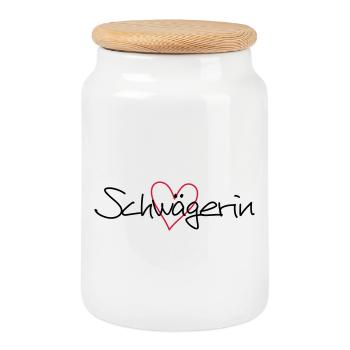 Schwägerin Herz Geschenk Junggesellenabschied - Keksdose mit Holzdeckel - Weiß - Vorne
