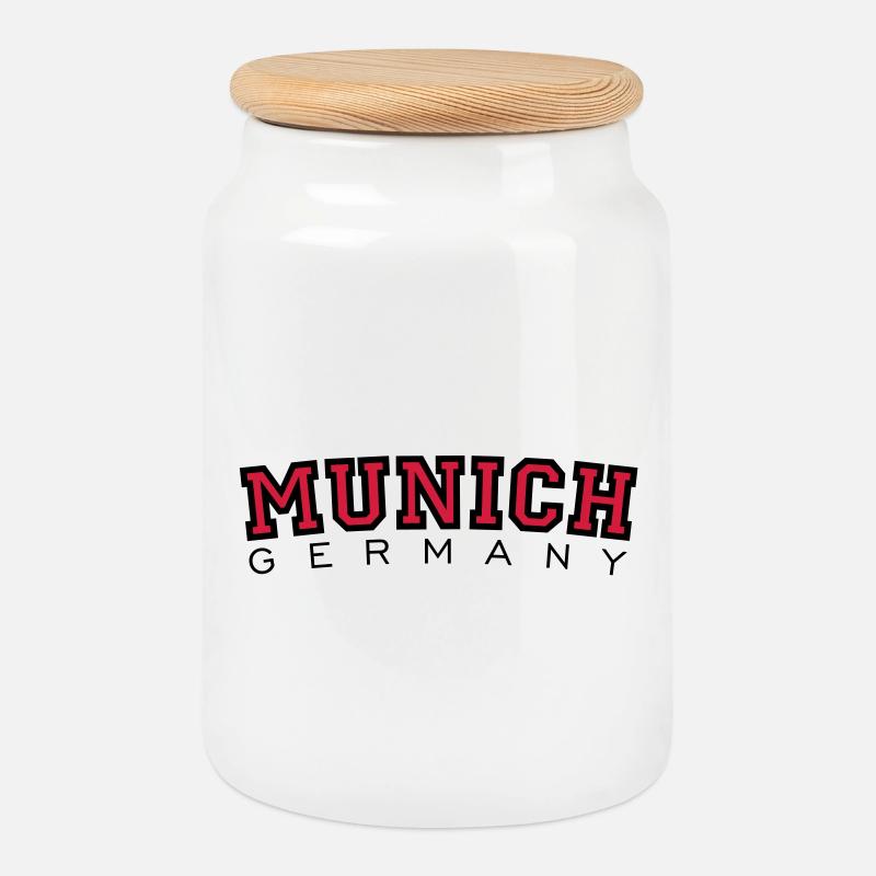 Munich Germany - Cookie Jar with Wooden Lid - white