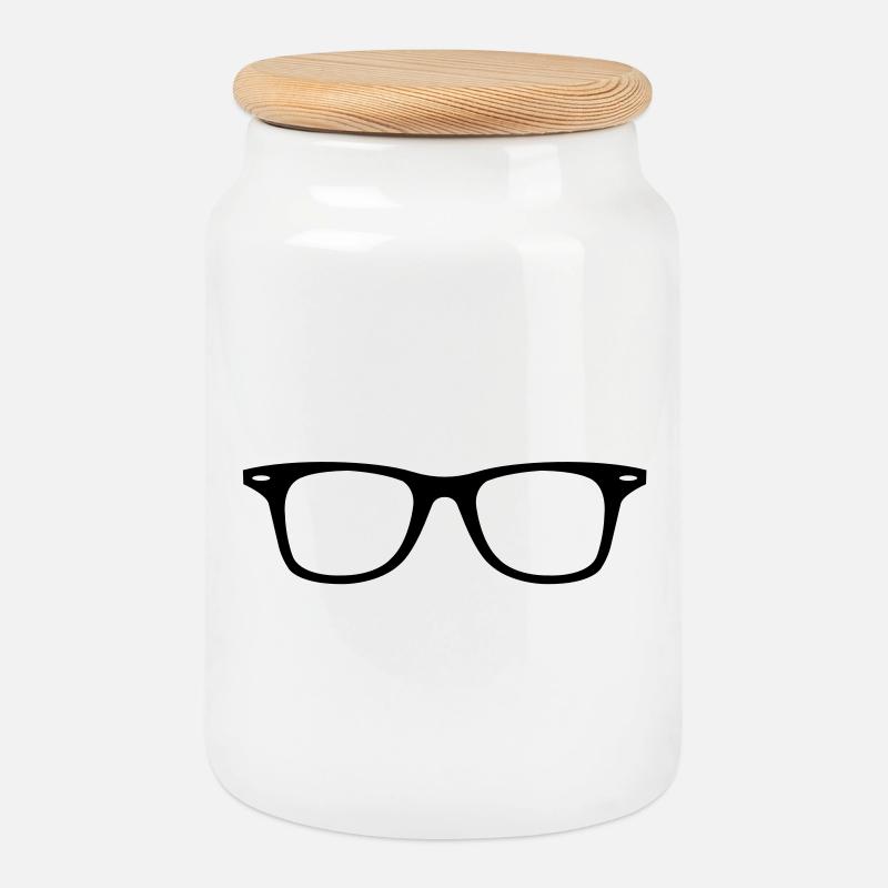 hipster brille nerdbrille - Keksdose mit Holzdeckel - Weiß