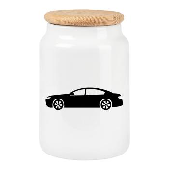 Auto - Keksdose mit Holzdeckel - Weiß - Vorne