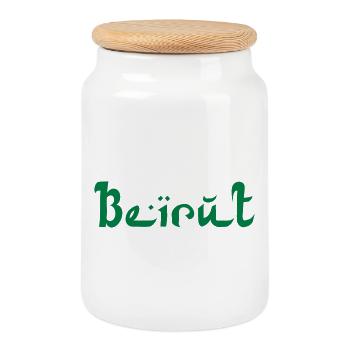 BEIRUT Lebanon Libanon - Cookie Jar with Wooden Lid - white - Front