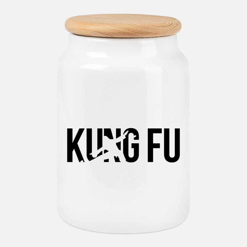 kung fu - Keksdose mit Holzdeckel - Weiß