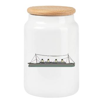 Titanic Schiff - Keksdose mit Holzdeckel - Weiß - Vorne