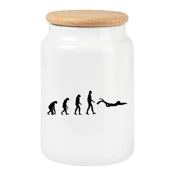 Diving - Cookie Jar with Wooden Lid - white - Front