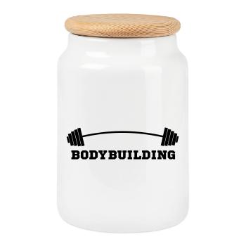 culturiste, musculation,fitness,entraînement,bête - Boîte à biscuits avec couvercle en bois - blanc - Devant