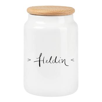 Héroïne - Boîte à biscuits avec couvercle en bois - blanc - Devant