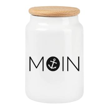 moin Hamburg Ostsee Warnemünde Anker Symbol icon - Keksdose mit Holzdeckel - Weiß - Vorne