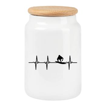 Surfer ECG - Cookie Jar with Wooden Lid - white - Front