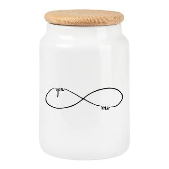 toi et moi pour toujours - Boîte à biscuits avec couvercle en bois - blanc - Devant