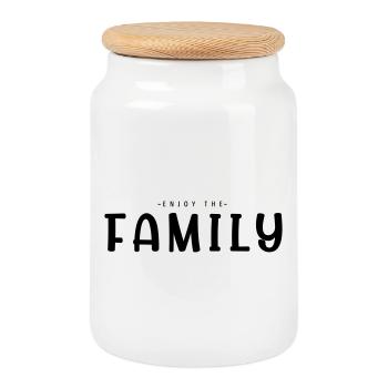 Profitez de la famille - Boîte à biscuits avec couvercle en bois - blanc - Devant