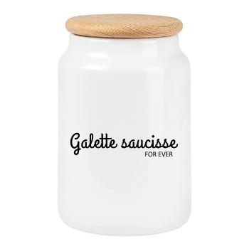 Bretagne - Galette saucisse for ever - Boîte à biscuits avec couvercle en bois - blanc - Devant