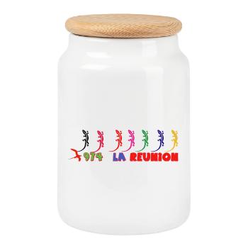 Geckos Rainbow 974 Reunion - Cookie Jar with Wooden Lid - white - Front