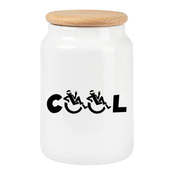 Utilisateur de fauteuil roulant cool, Utilisateur de fauteuil roulant cool * - Boîte à biscuits avec couvercle en bois - blanc - Devant