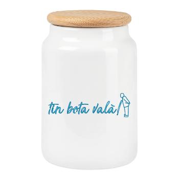 boîte bota valà - Boîte à biscuits avec couvercle en bois - blanc - Devant