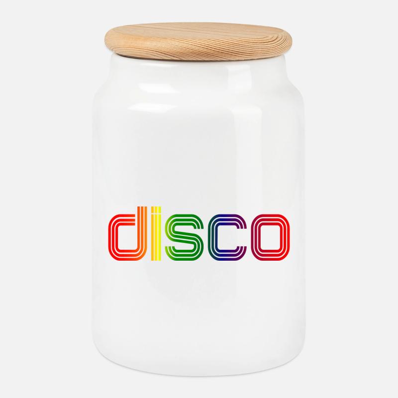 Disco Spectrum Neon Retro - Keksdose mit Holzdeckel - Weiß