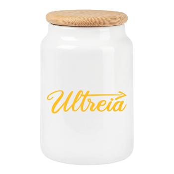 Ultreia | Arrow | Camino de Santiago | Santiago - Cookie Jar with Wooden Lid - white - Front