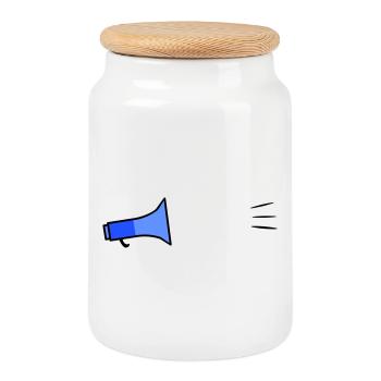 Megafon Text Template - Cookie Jar with Wooden Lid - white - Front