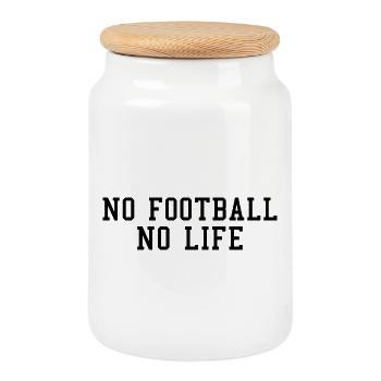 No Football No Life Typography Design - Cookie Jar with Wooden Lid - white - Front