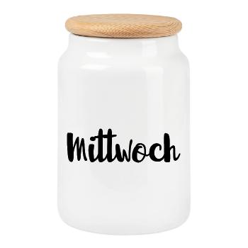 Mittwoch Mitte der Woche Wochentag - Keksdose mit Holzdeckel - Weiß - Vorne