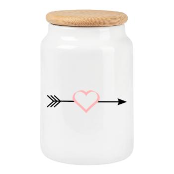 coeur rose coeur rose red arrow hearts Saint-Valentin - Boîte à biscuits avec couvercle en bois - blanc - Devant