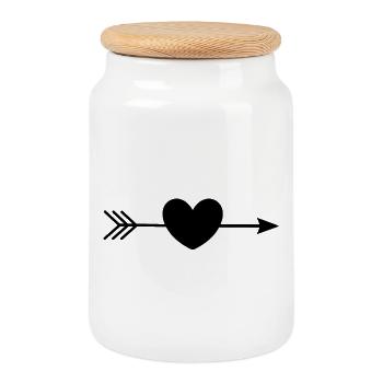 Black Heart Gift - Cookie Jar with Wooden Lid - white - Front