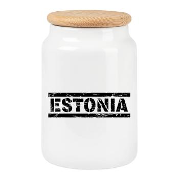 Estonia - Cookie Jar with Wooden Lid - white - Front