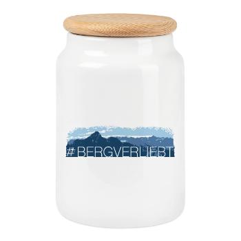 bergverliebt - Keksdose mit Holzdeckel - Weiß - Vorne
