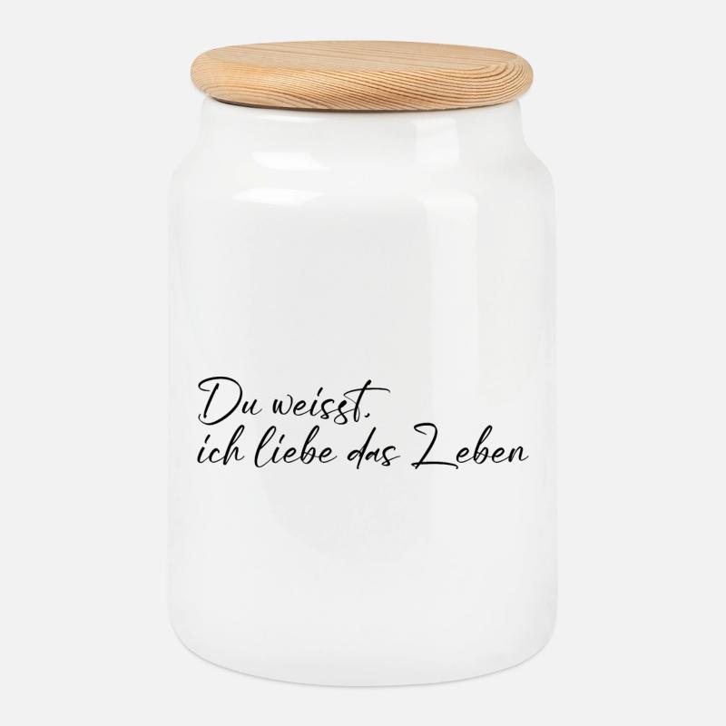 Ich liebe das Leben - Keksdose mit Holzdeckel - Weiß