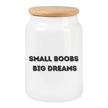 Petits, grands rêves - Boîte à biscuits avec couvercle en bois - blanc - Devant