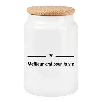 Meilleur ami pour la vie - Boîte à biscuits avec couvercle en bois - blanc - Devant