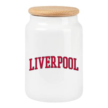Liverpool Varsity Schriftzug Design - Keksdose mit Holzdeckel - Weiß - Vorne