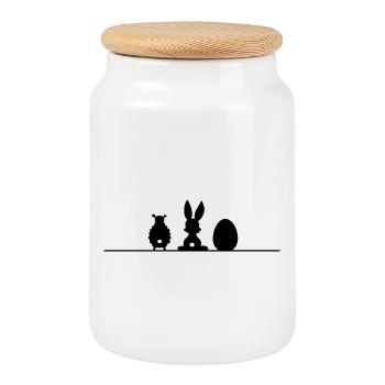 Ostern Hase Schaf Osterei Schatten - Keksdose mit Holzdeckel - Weiß - Vorne