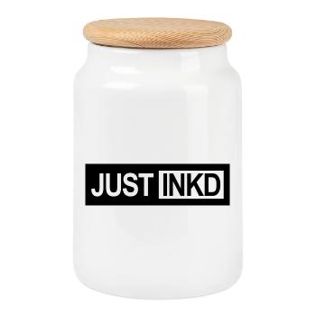 JUST INKD - Cookie Jar with Wooden Lid - white - Front