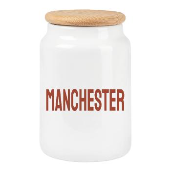 Manchester - Boîte à biscuits avec couvercle en bois - blanc - Devant
