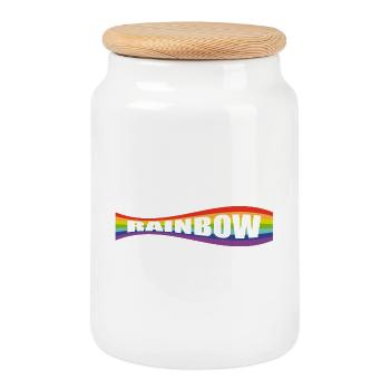 Rainbow flag variation - Keksdose mit Holzdeckel - Weiß - Vorne