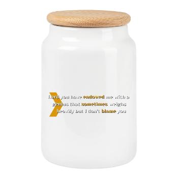 Endowed Genius Quote Typografie - Keksdose mit Holzdeckel - Weiß - Vorne