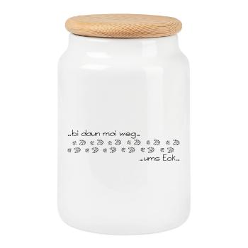 bi daun moi au coin de la rue - Je suis alors au coin de la rue - Boîte à biscuits avec couvercle en bois - blanc - Devant