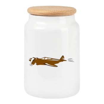 cow Air | flying cow - Cookie Jar with Wooden Lid - white - Front