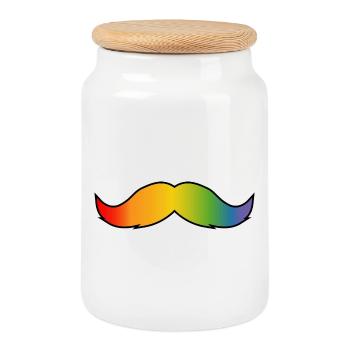 Barbe arc-en-ciel Queer Noir - Boîte à biscuits avec couvercle en bois - blanc - Devant