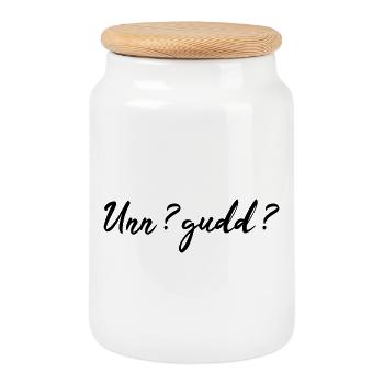 Saarländisch Dialekt Shirt Saar Saarland Geschenk - Keksdose mit Holzdeckel - Weiß - Vorne
