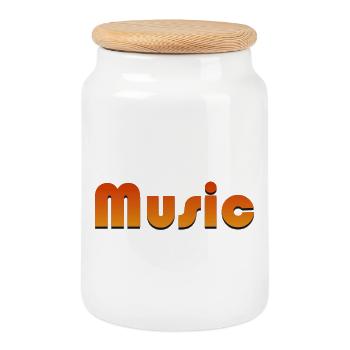 MUSIK - Keksdose mit Holzdeckel - Weiß - Vorne