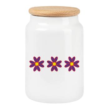 FLEUR. FLOWER. NATURE. ECOLOGIE. BONHEUR. ZEN - Boîte à biscuits avec couvercle en bois - blanc - Devant