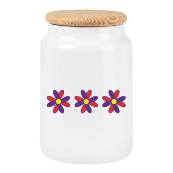 FLEUR. FLOWER. NATURE. ECOLOGIE. BONHEUR. ZEN - Boîte à biscuits avec couvercle en bois - blanc - Devant