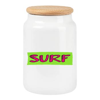 SURF. POISSON. PLAGE. MER. OCEAN. HUMOUR. VACANCES - Boîte à biscuits avec couvercle en bois - blanc - Devant