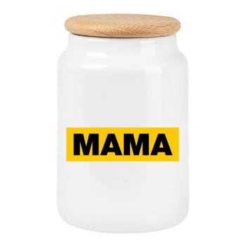 Mama - Keksdose mit Holzdeckel - Weiß - Vorne
