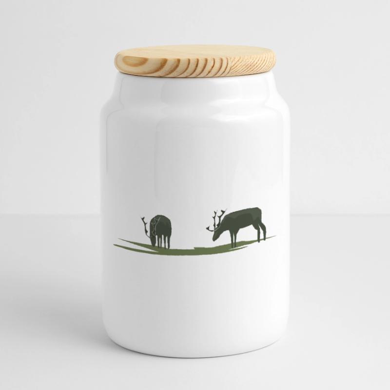 Elche oder Hirsche am Grasen Keksdose mit Holzdeckel