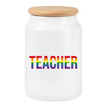 Teacher LGBT+ - Cookie Jar with Wooden Lid - white - Front